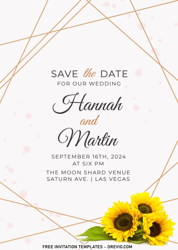 10+ Watercolor Geometric Sunflower Wedding Invitation Templates