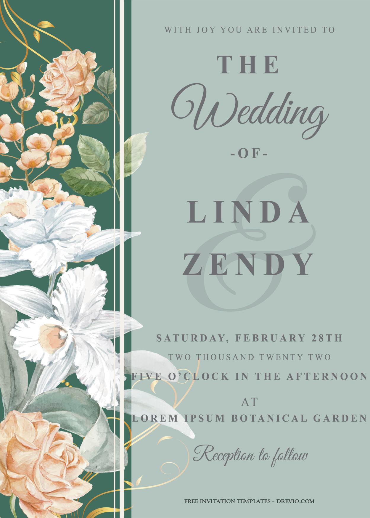 10+ Green Garden Gold Floral Wedding Invitation Templates Title