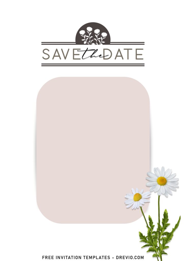 10+ Fascinating Minimalist Floral Save The Date Invitation Templates with gorgeous white daisy