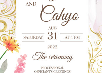 10+ Over The Summer Floral Gold Wedding Invitation Templates Title