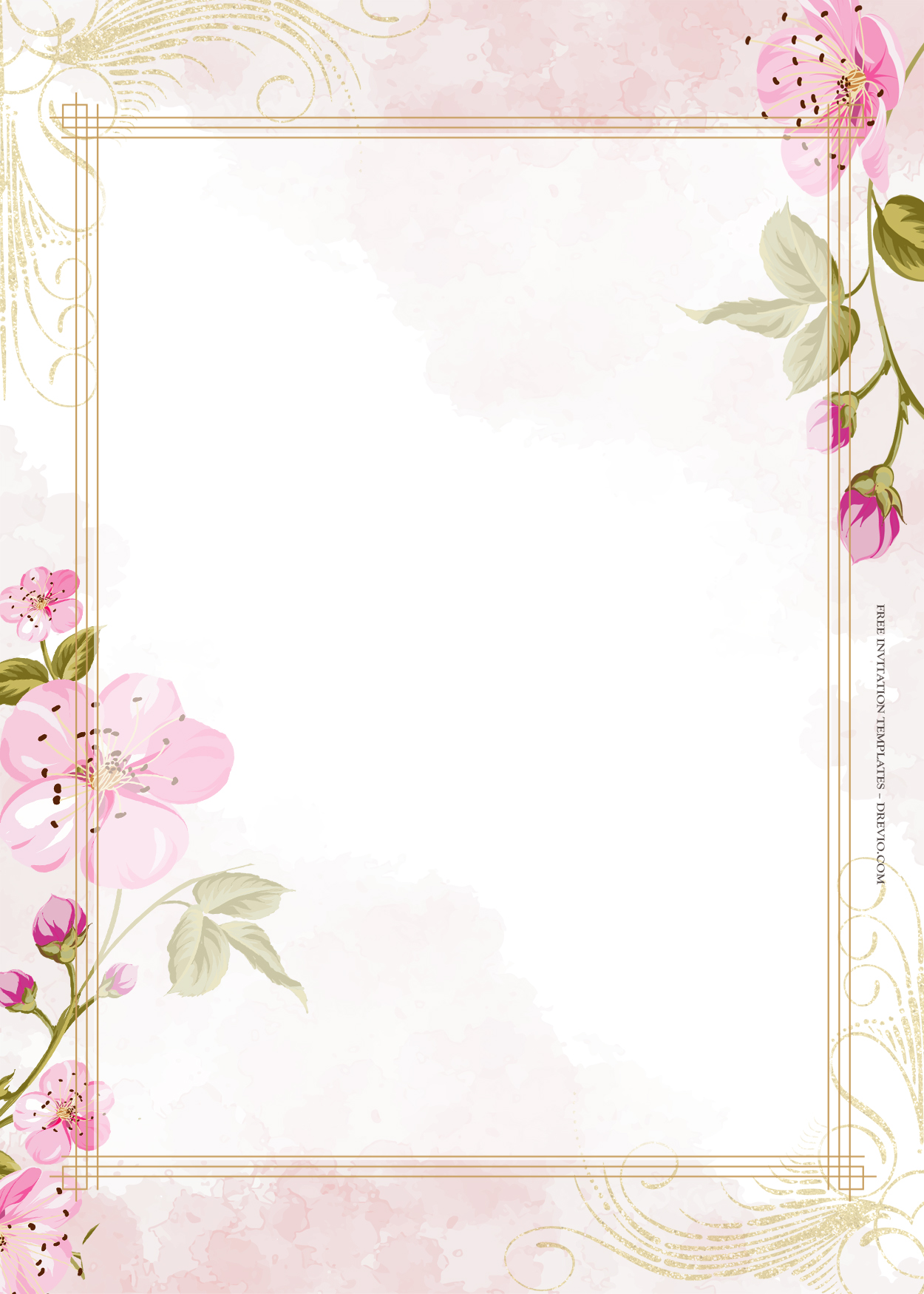 10+ Pink Fantasia Gold Floral Wedding Invitation Templates Five
