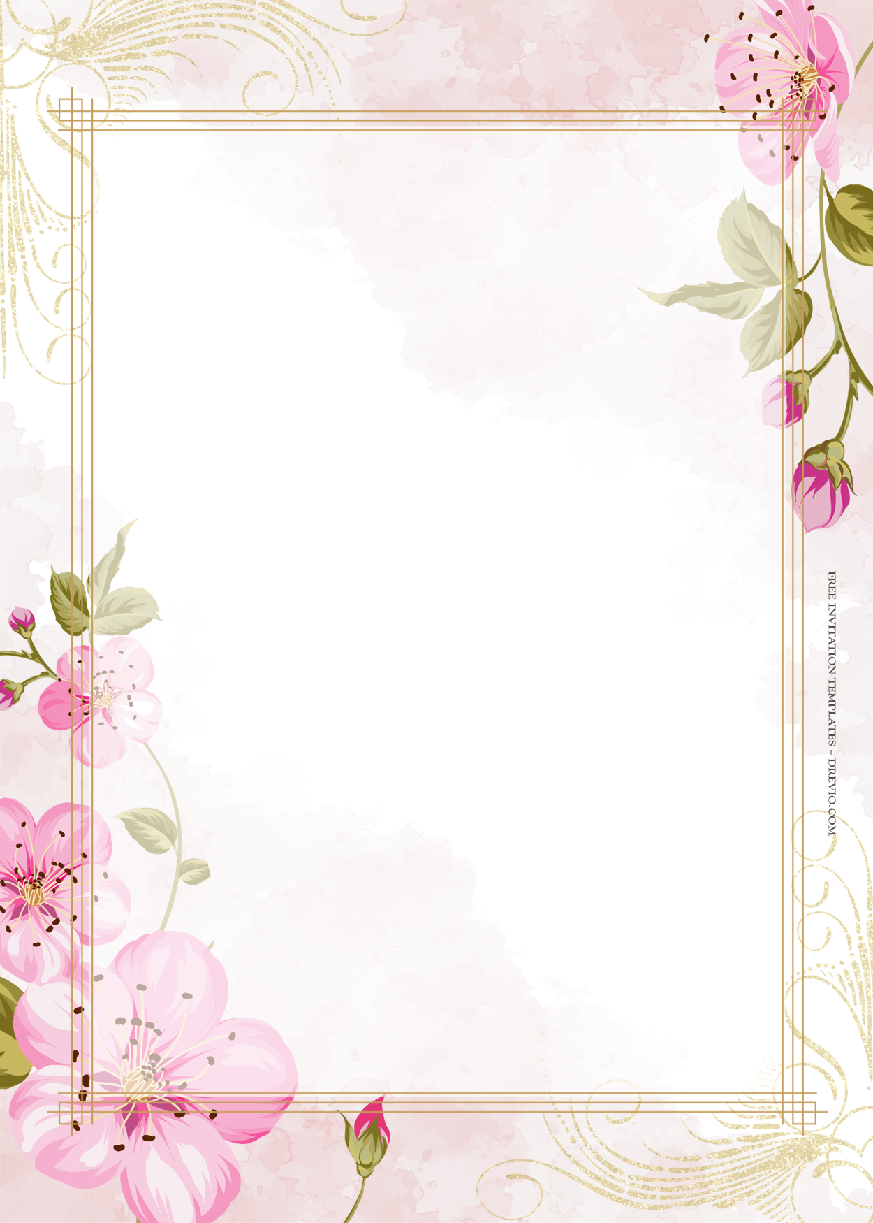 10+ Pink Fantasia Gold Floral Wedding Invitation Templates Four