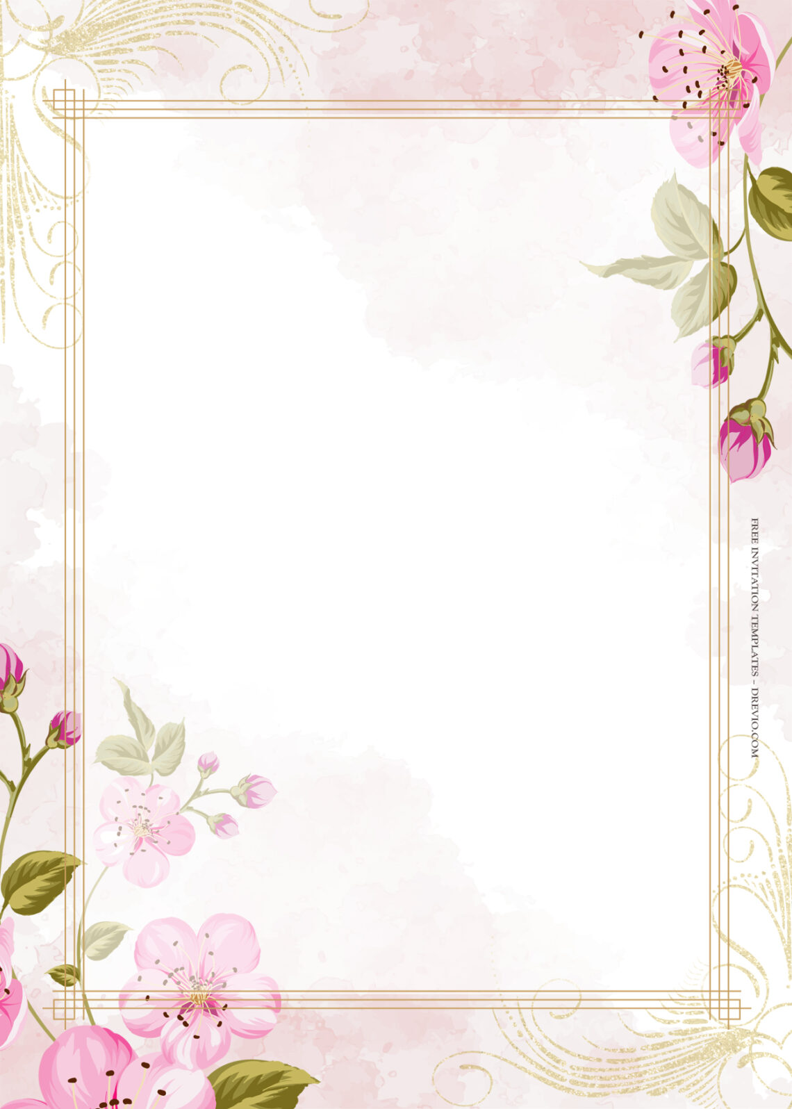 10+ Pink Fantasia Gold Floral Wedding Invitation Templates | Download ...