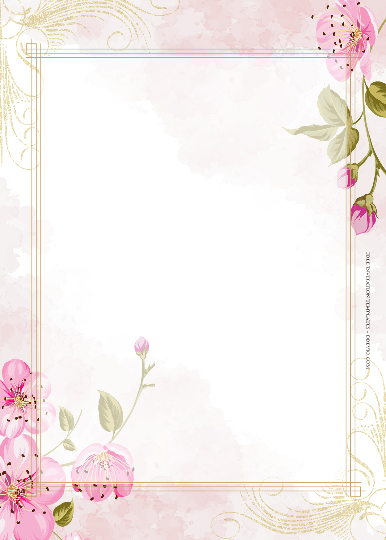 10+ Pink Fantasia Gold Floral Wedding Invitation Templates Seven
