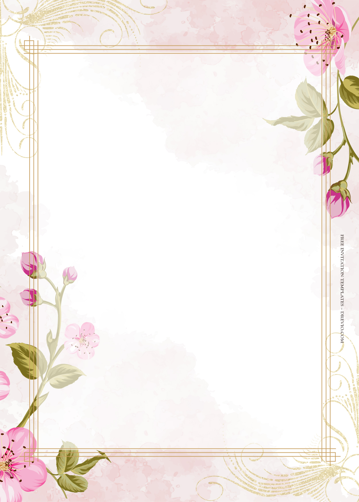 10+ Pink Fantasia Gold Floral Wedding Invitation Templates Six