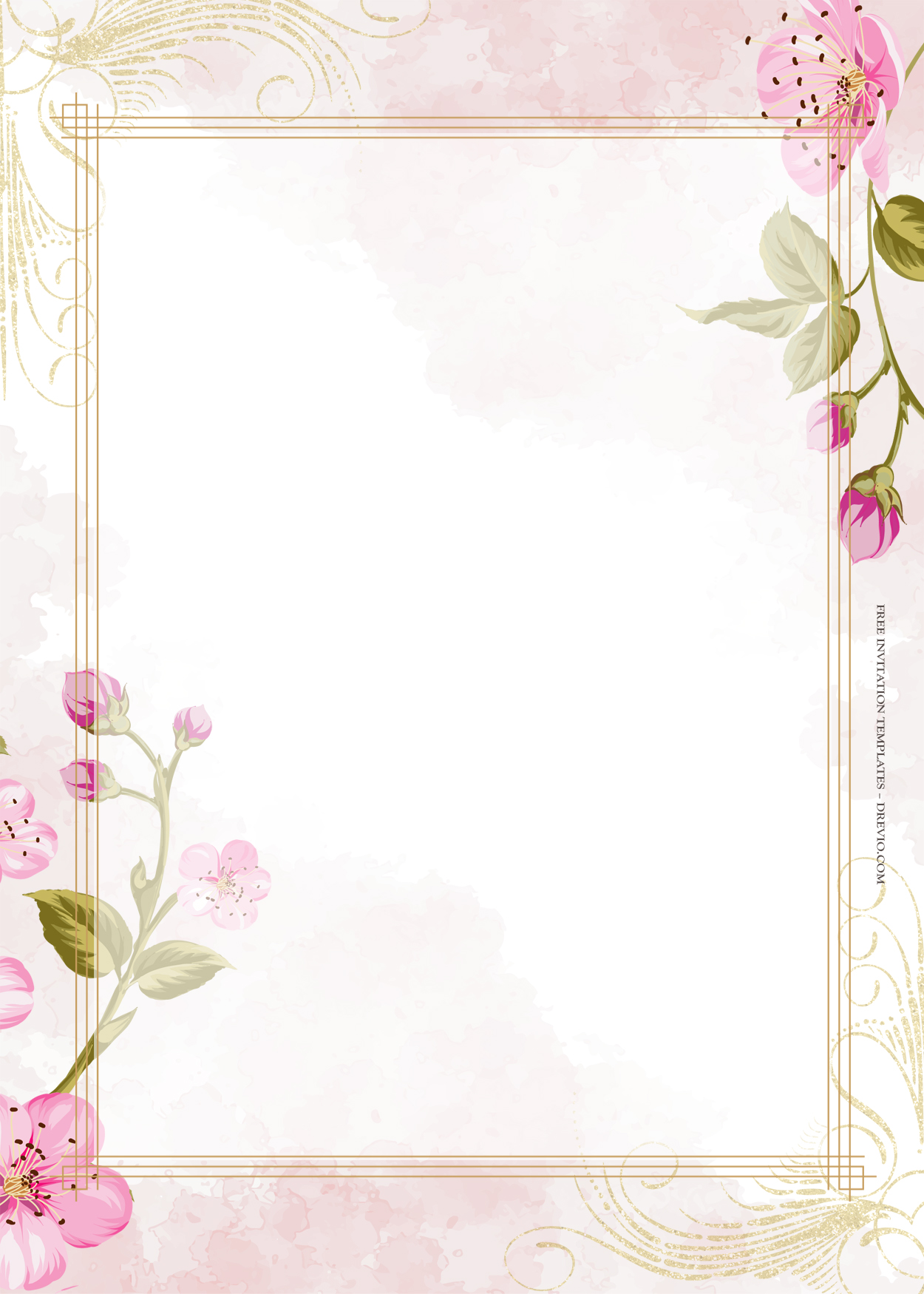 10+ Pink Fantasia Gold Floral Wedding Invitation Templates Ten