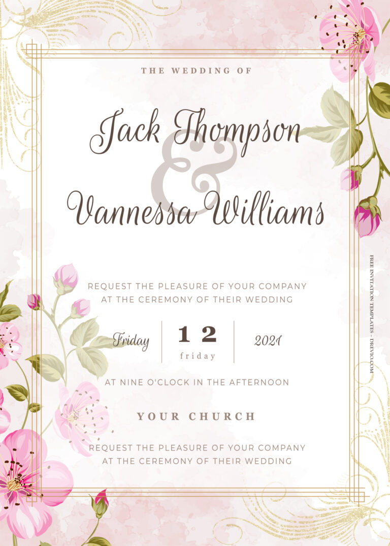 10+ Pink Fantasia Gold Floral Wedding Invitation Templates - Drevio ...