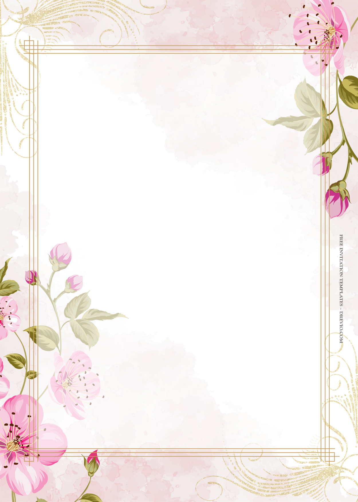 10+ Pink Fantasia Gold Floral Wedding Invitation Templates Two