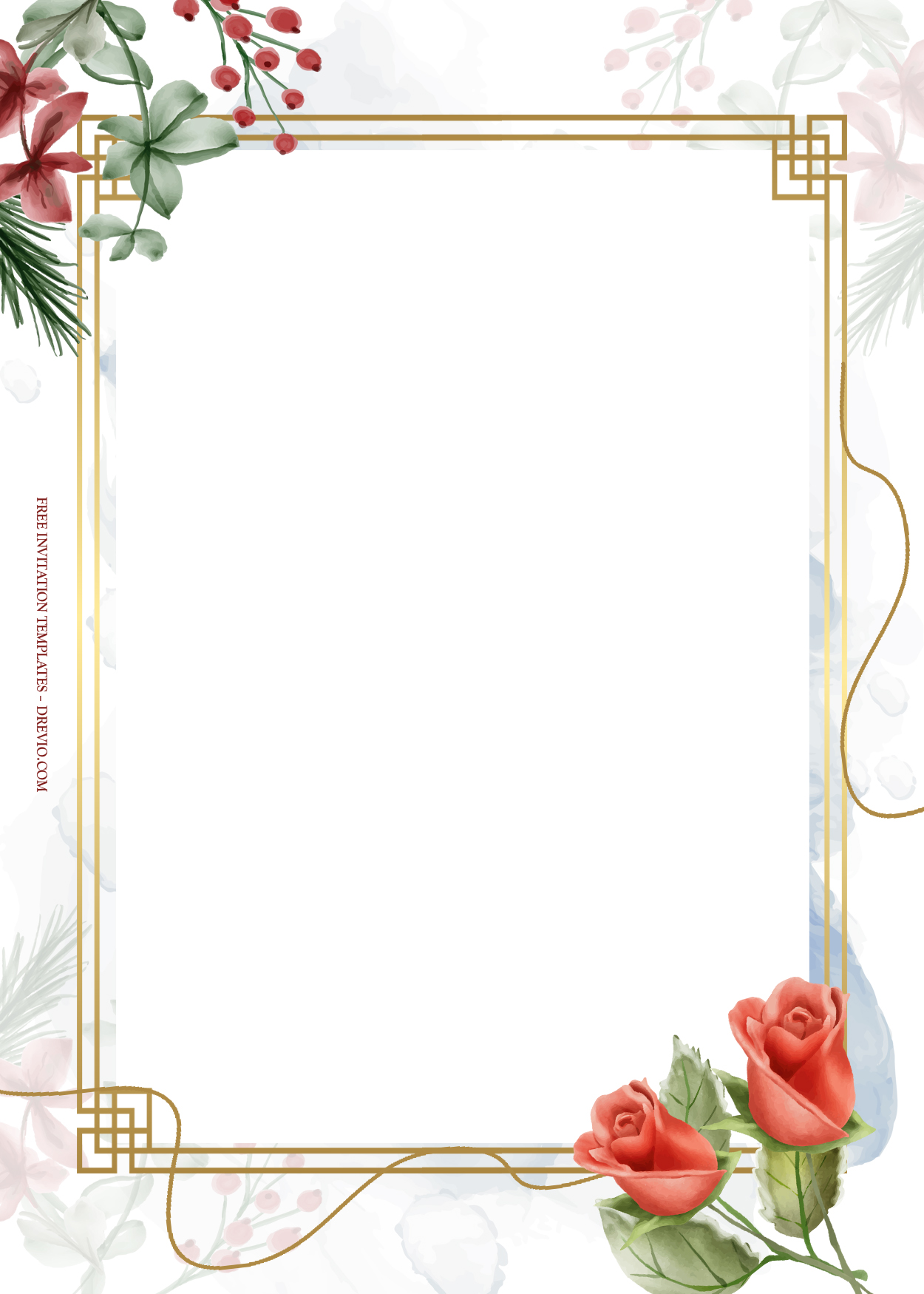 10+ Red Roses Gold Floral Wedding Invitation Templates Eight