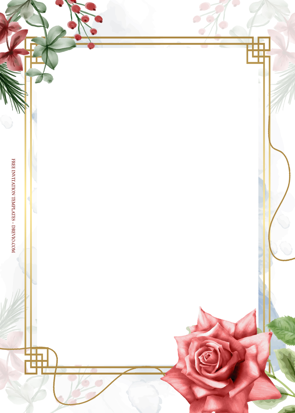10+ Red Roses Gold Floral Wedding Invitation Templates Ten