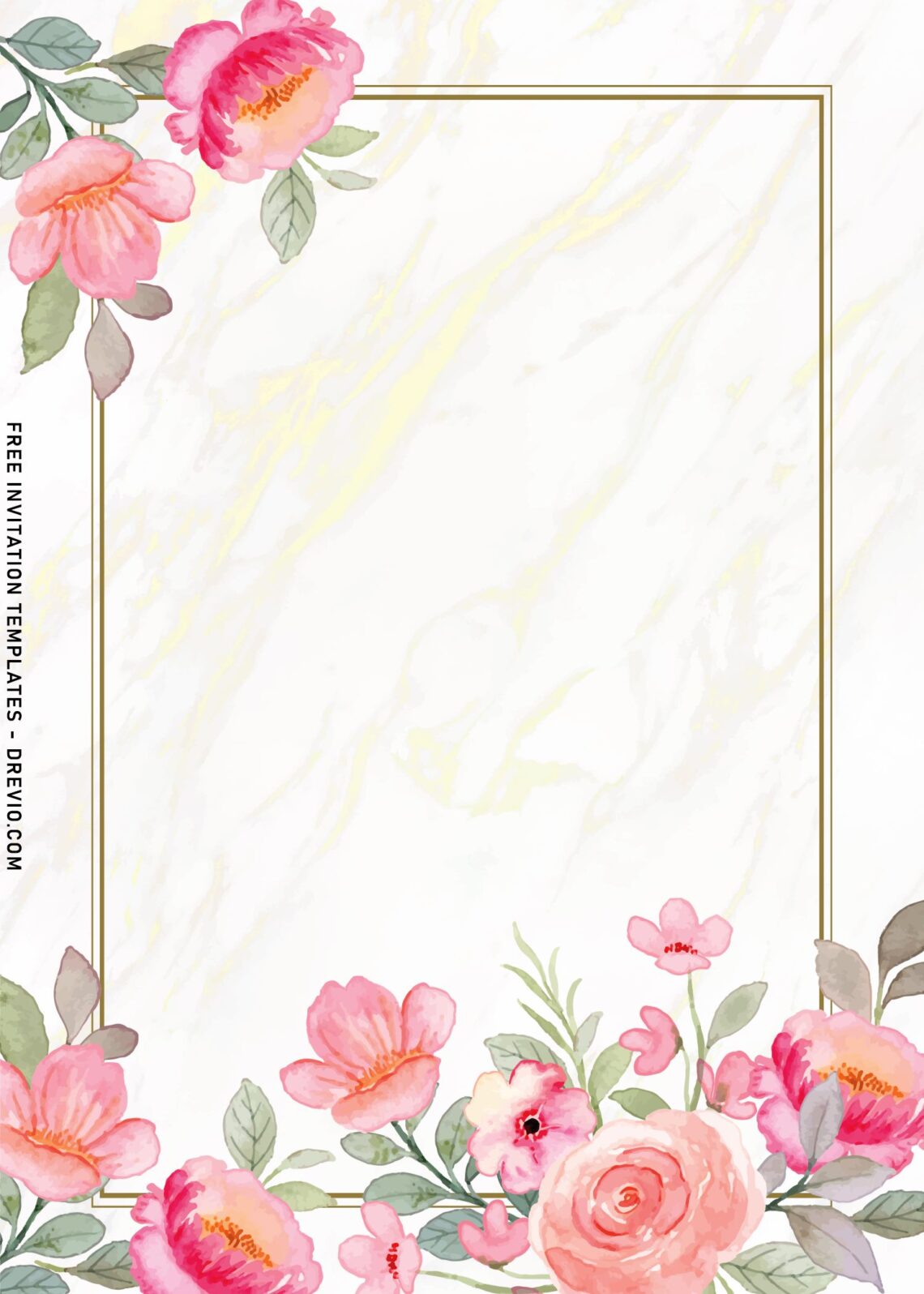 10+ Beautiful Watercolor Peach Flowers Birthday Invitation Templates ...