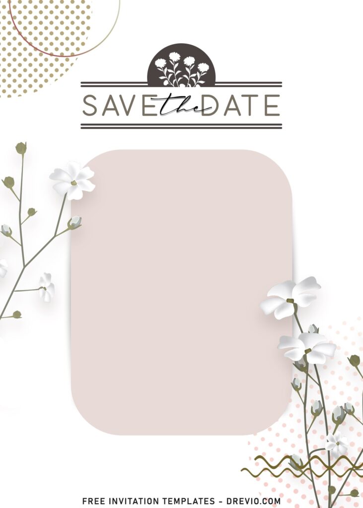 10+ Fascinating Minimalist Floral Save The Date Invitation Templates with half tone pattern