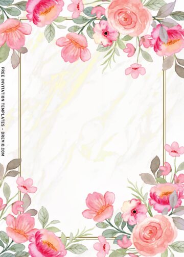 10+ Beautiful Watercolor Peach Flowers Birthday Invitation Templates ...