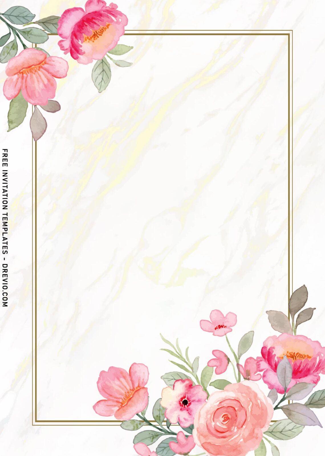 10+ Beautiful Watercolor Peach Flowers Birthday Invitation Templates ...