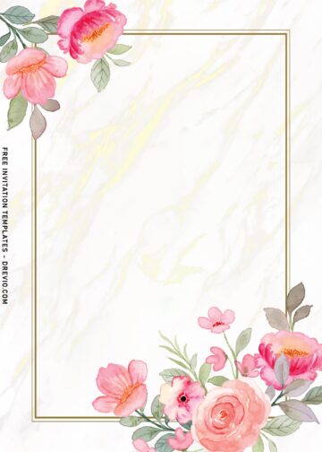 10+ Beautiful Watercolor Peach Flowers Birthday Invitation Templates ...