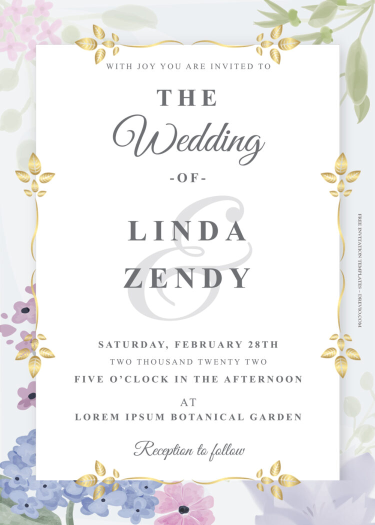 11+ Calm Spring Floral Gold Wedding Invitation Templates | Download ...