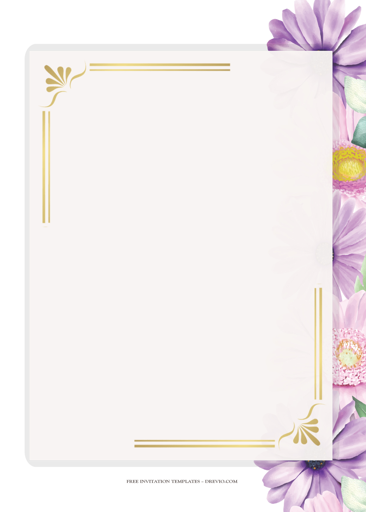11+ Purple Bloom Floral Gold Wedding Invitation Templates | Download  Hundreds FREE PRINTABLE Birthday Invitation Templates