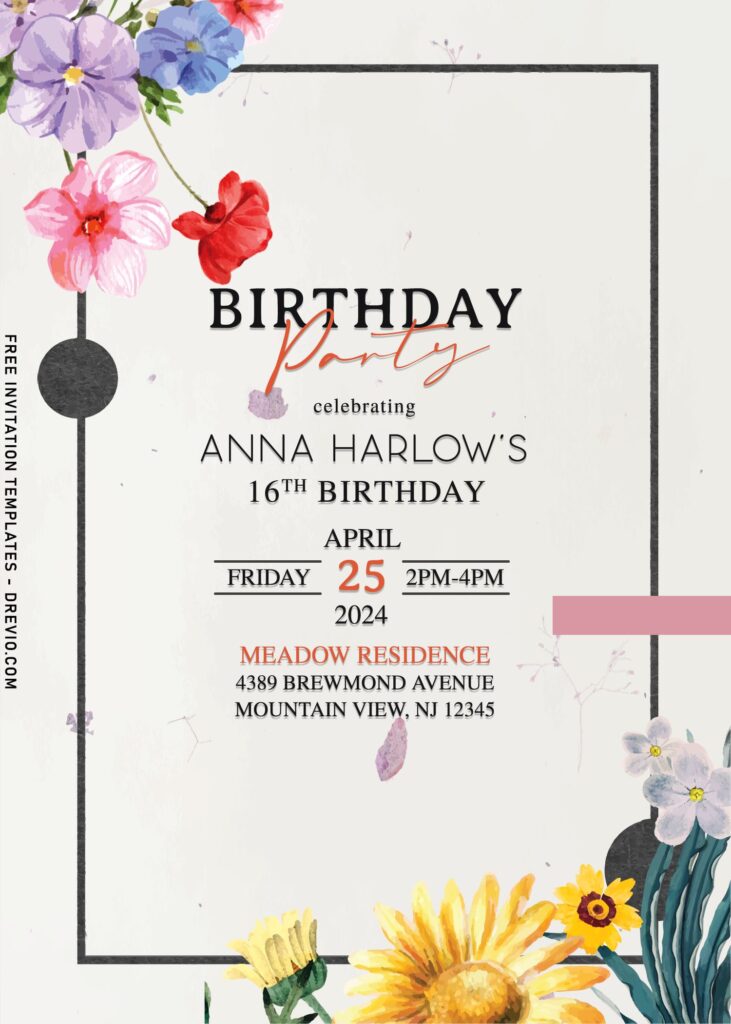 11+ Gorgeous Colorful Floral Vines Birthday Invitation Templates