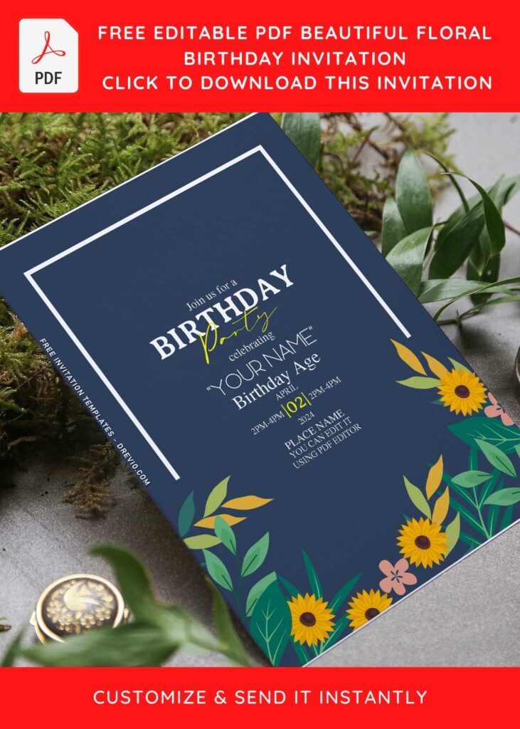 (Free Editable PDF) Soft & Delicate Floral Birthday Invitation Templates