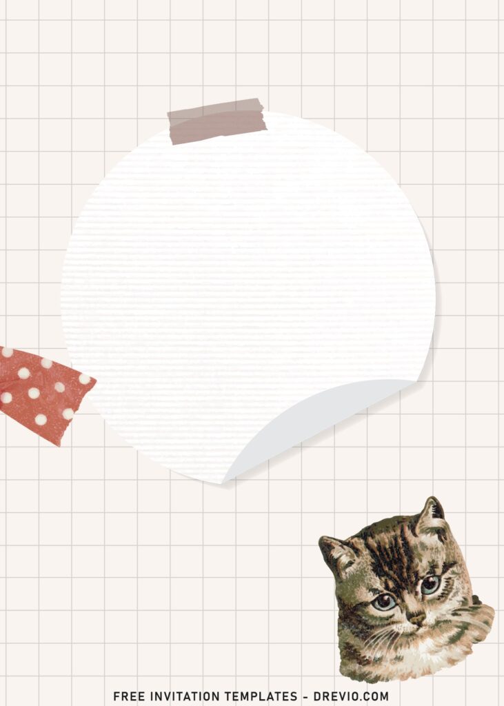7+ Creative Collage Style Fun Kids Birthday Invitation Templates with cute cat sticker