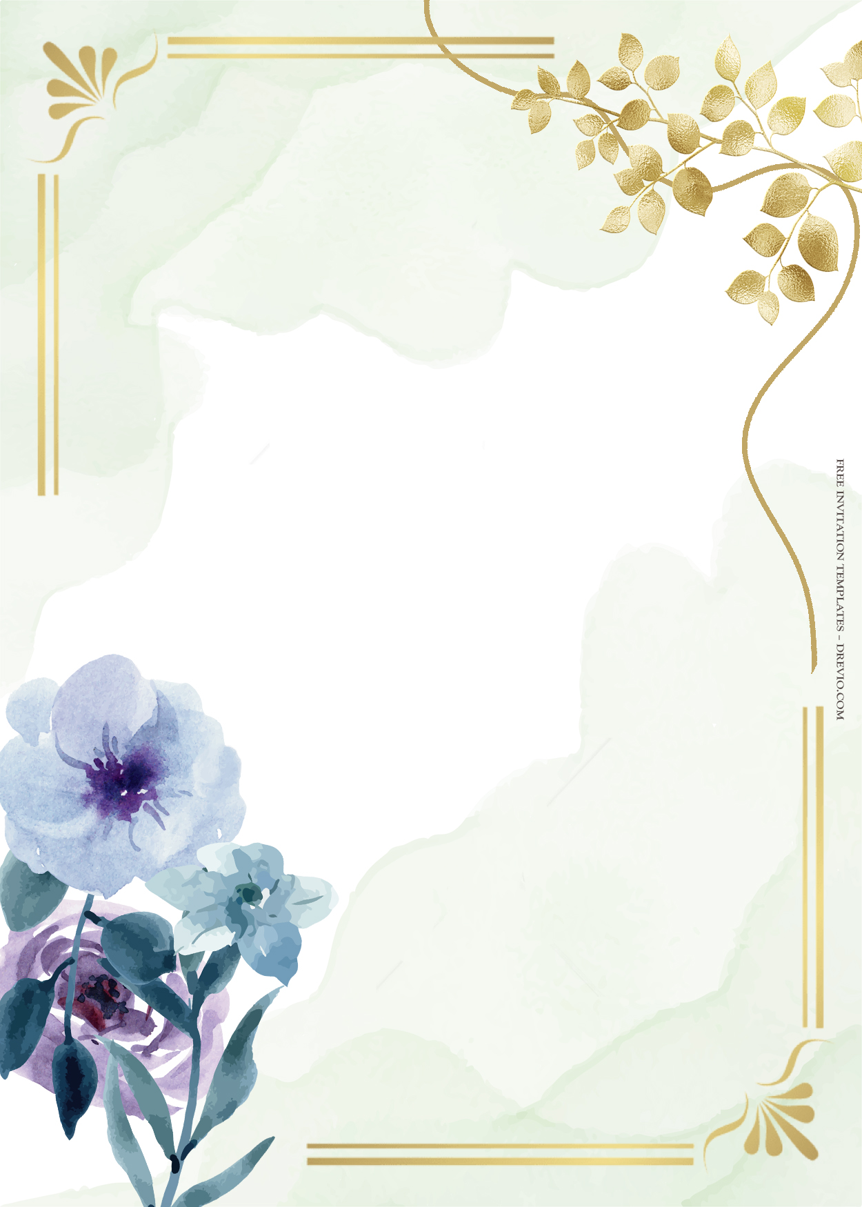 7+ Little Blue Gold Floral Wedding Invitation Templates One