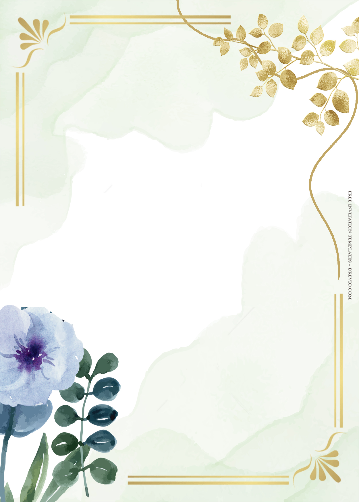 7+ Little Blue Gold Floral Wedding Invitation Templates Seven