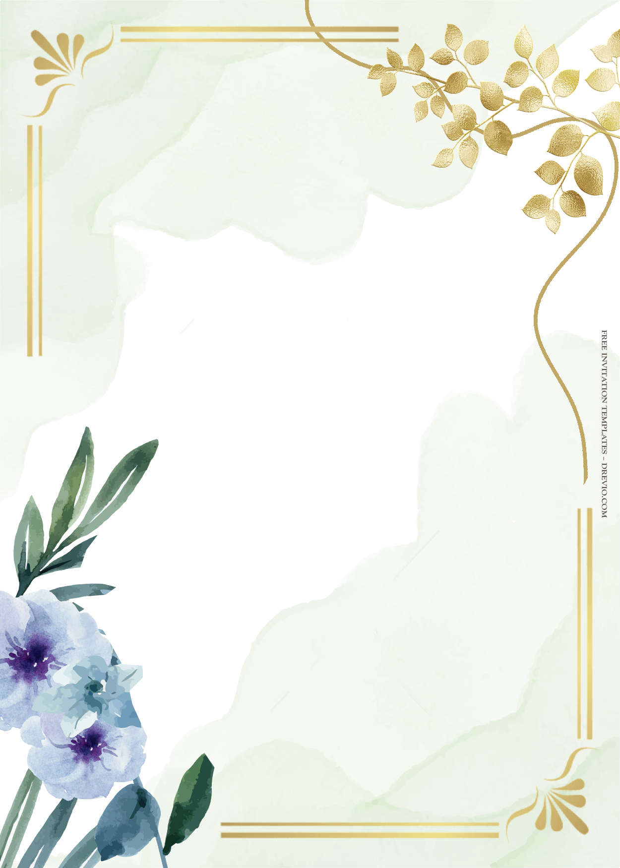 7+ Little Blue Gold Floral Wedding Invitation Templates Six
