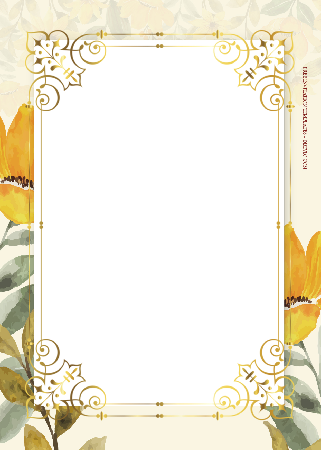 7+ Little Summer Gold Floral Wedding Invitation Templates Two
