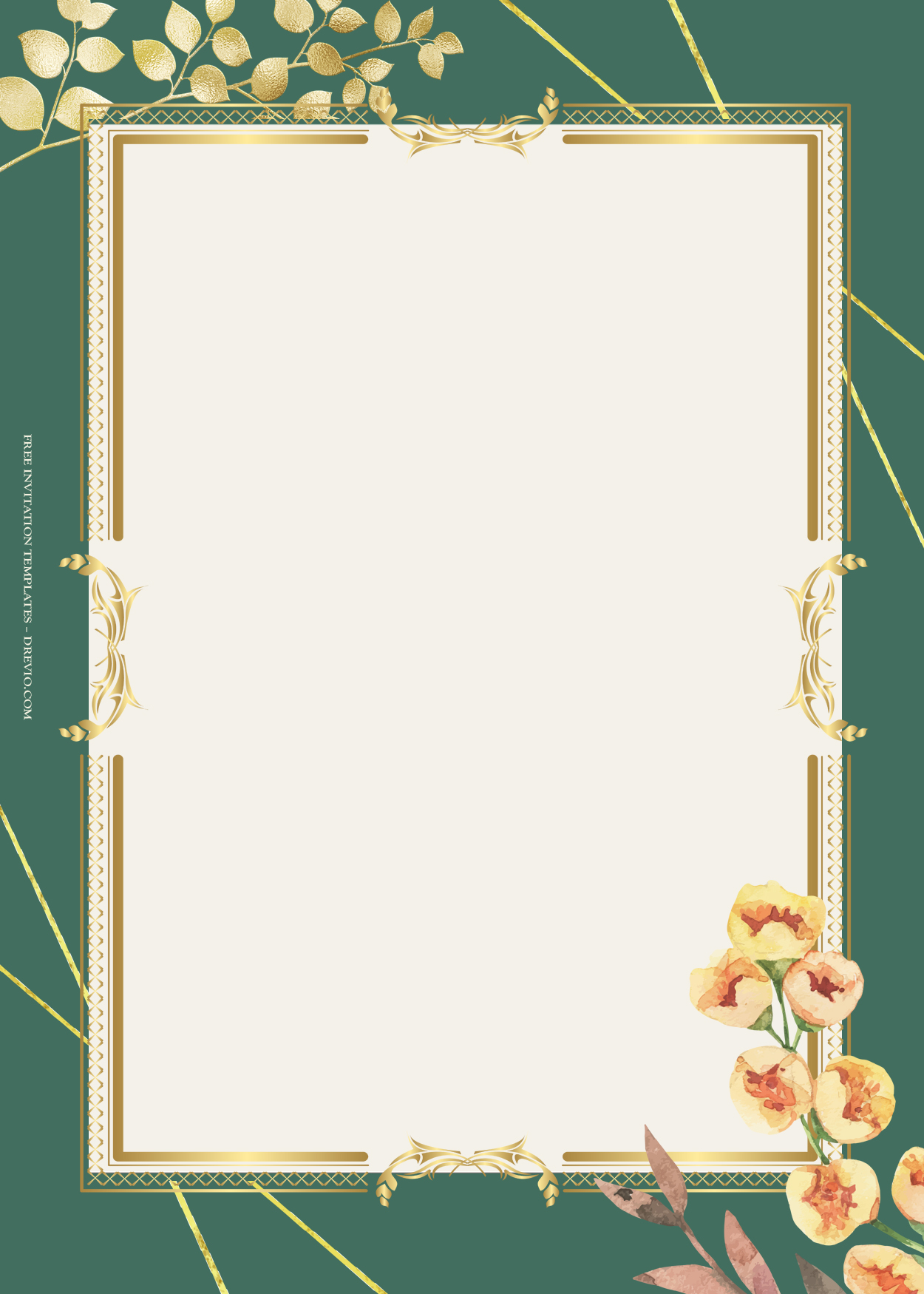 7+ Simple Greenery Gold Floral Wedding Invitation Templates Seven