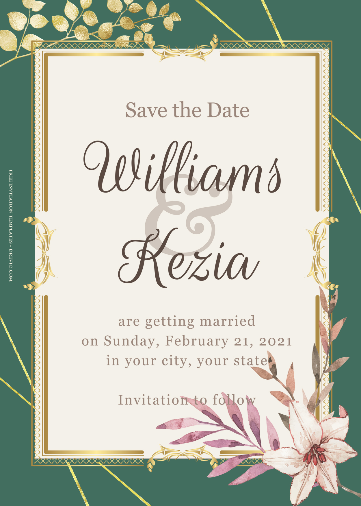 7+ Simple Greenery Gold Floral Wedding Invitation Templates Title