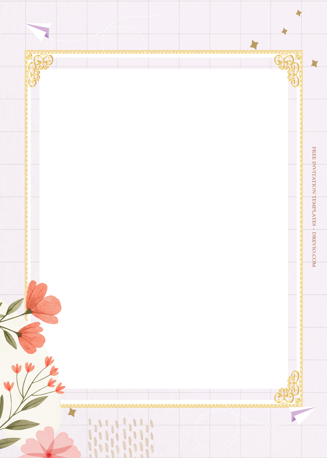7+ Spring Coming Floral Gold Wedding Invitation Templates Five