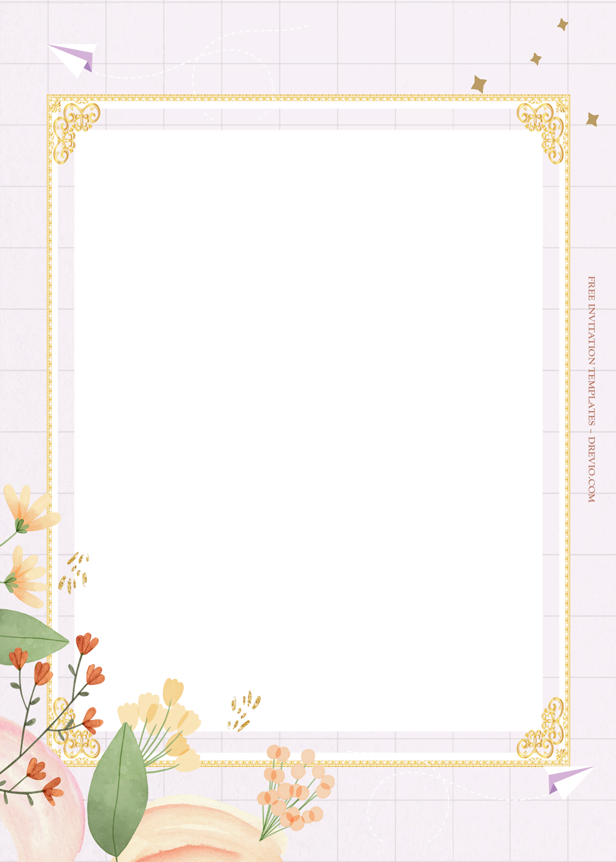 7+ Spring Coming Floral Gold Wedding Invitation Templates One