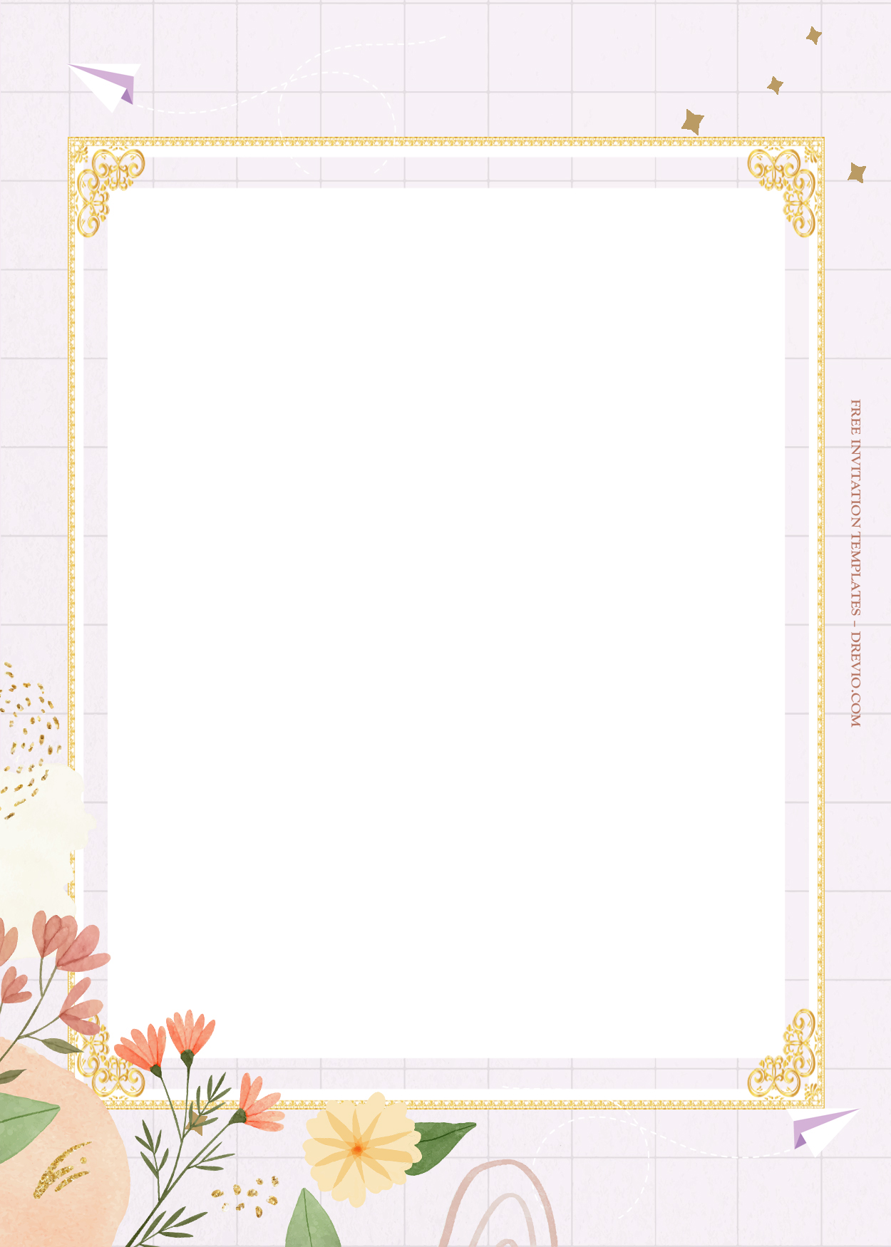7+ Spring Coming Floral Gold Wedding Invitation Templates Two