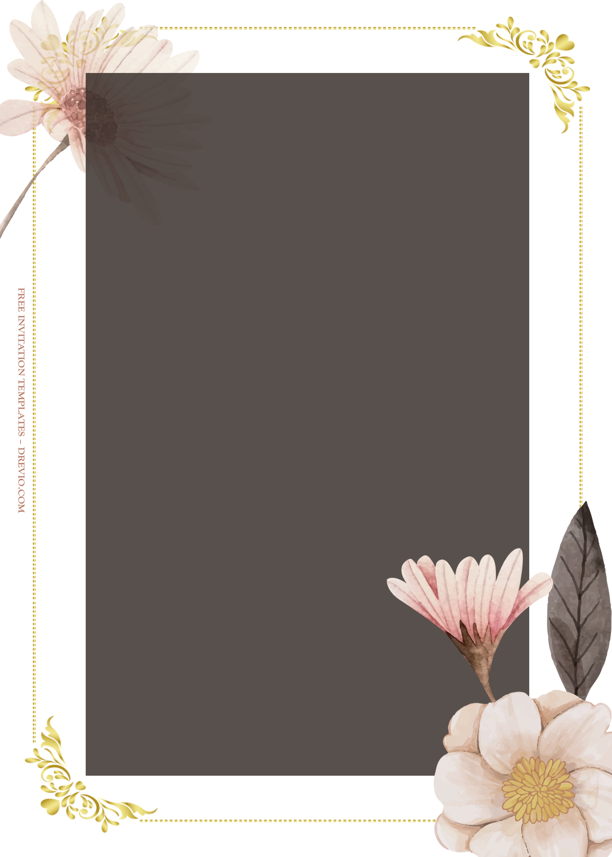 7+ Spring Diary Gold Floral Wedding Invitation Templates Five