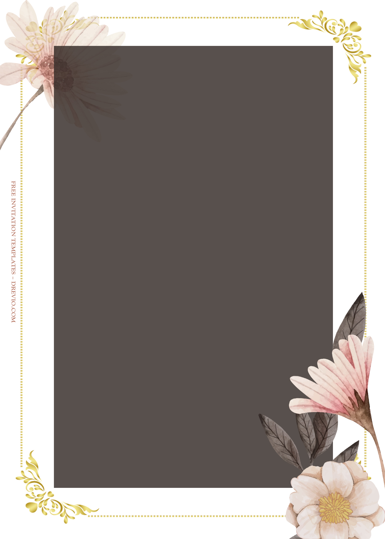 7+ Spring Diary Gold Floral Wedding Invitation Templates Two