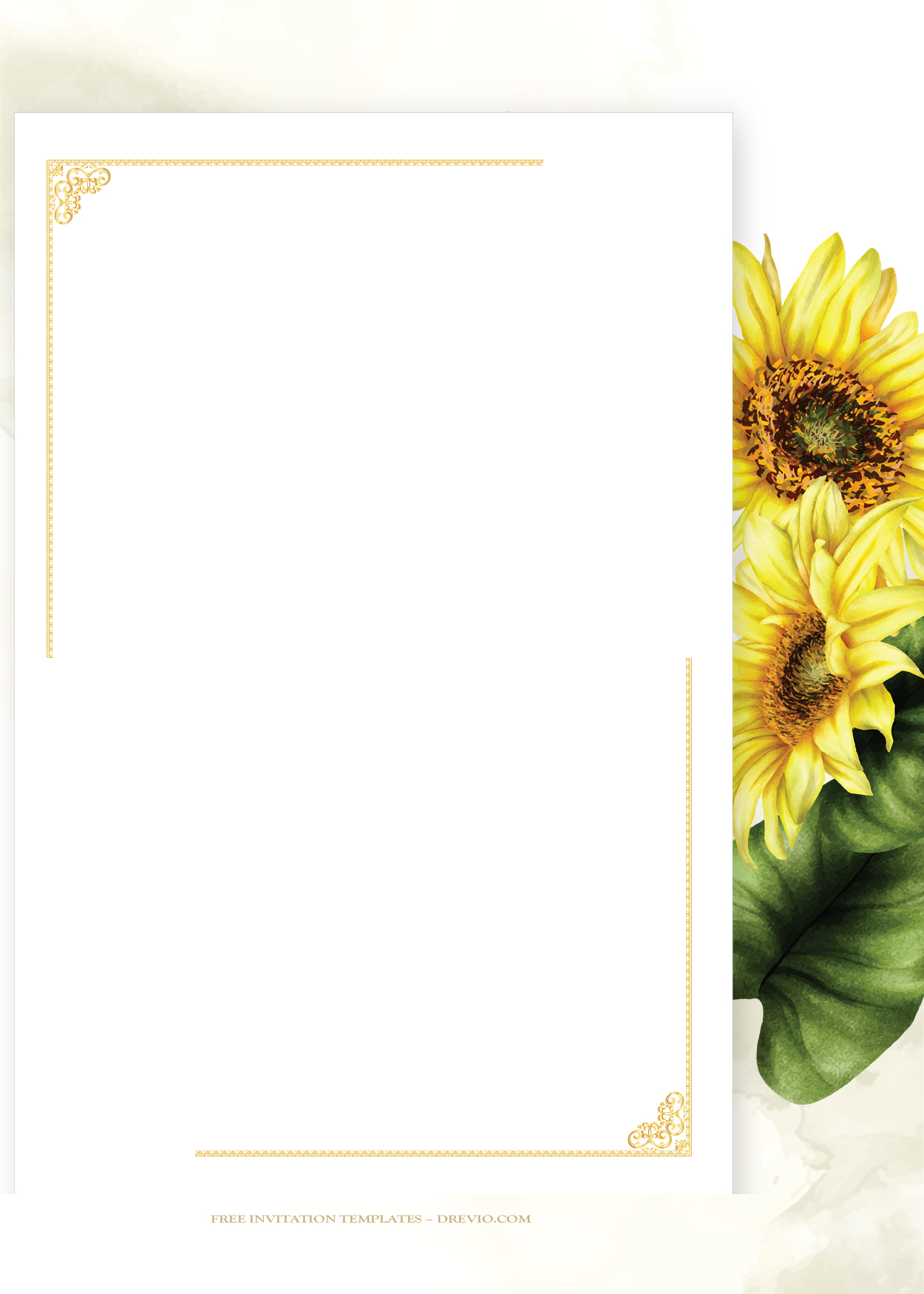 7+ Sunflower Fiesta Floral Gold Wedding Invitation Templates Four