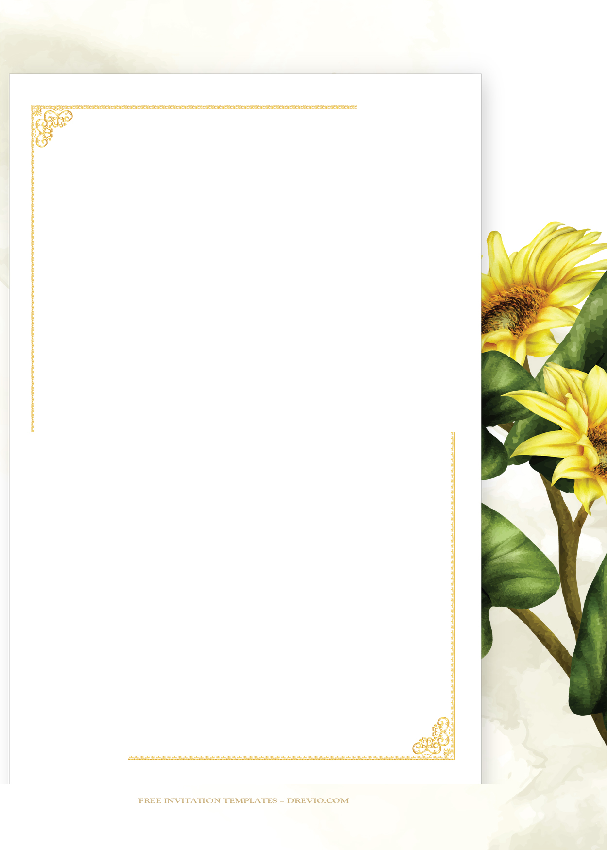 7+ Sunflower Fiesta Floral Gold Wedding Invitation Templates Two