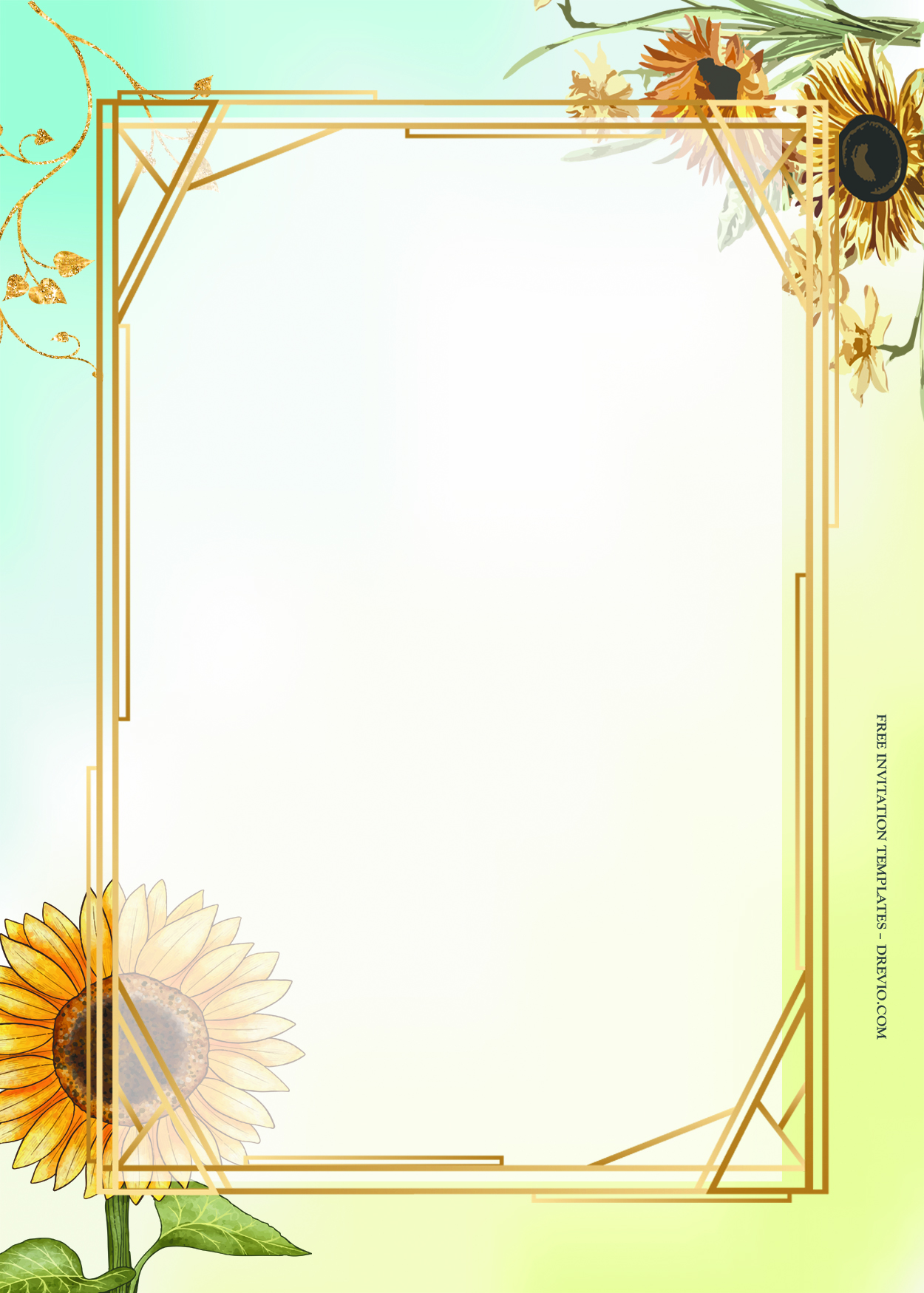 7+ Sunflowers Day Gold Floral Wedding Invitation Templates Templates Five