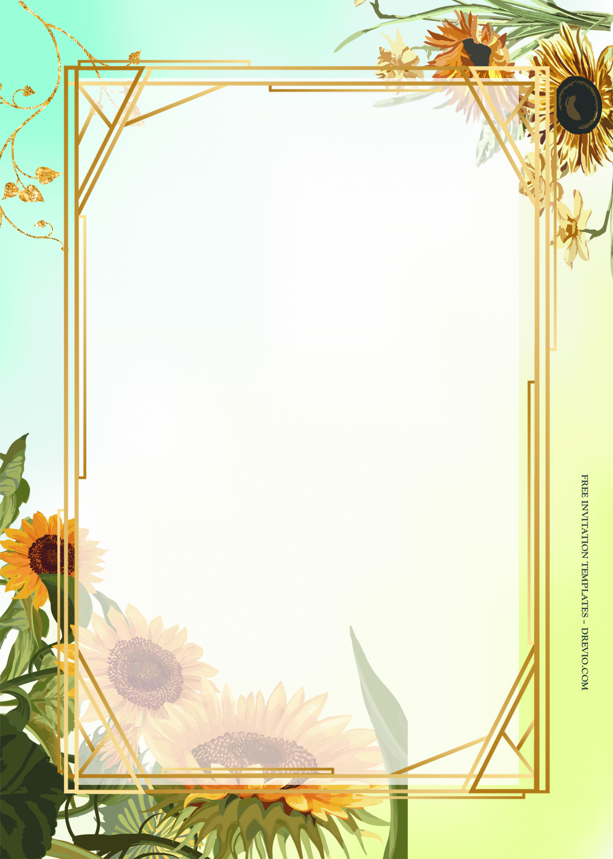 7+ Sunflowers Day Gold Floral Wedding Invitation Templates Templates Two
