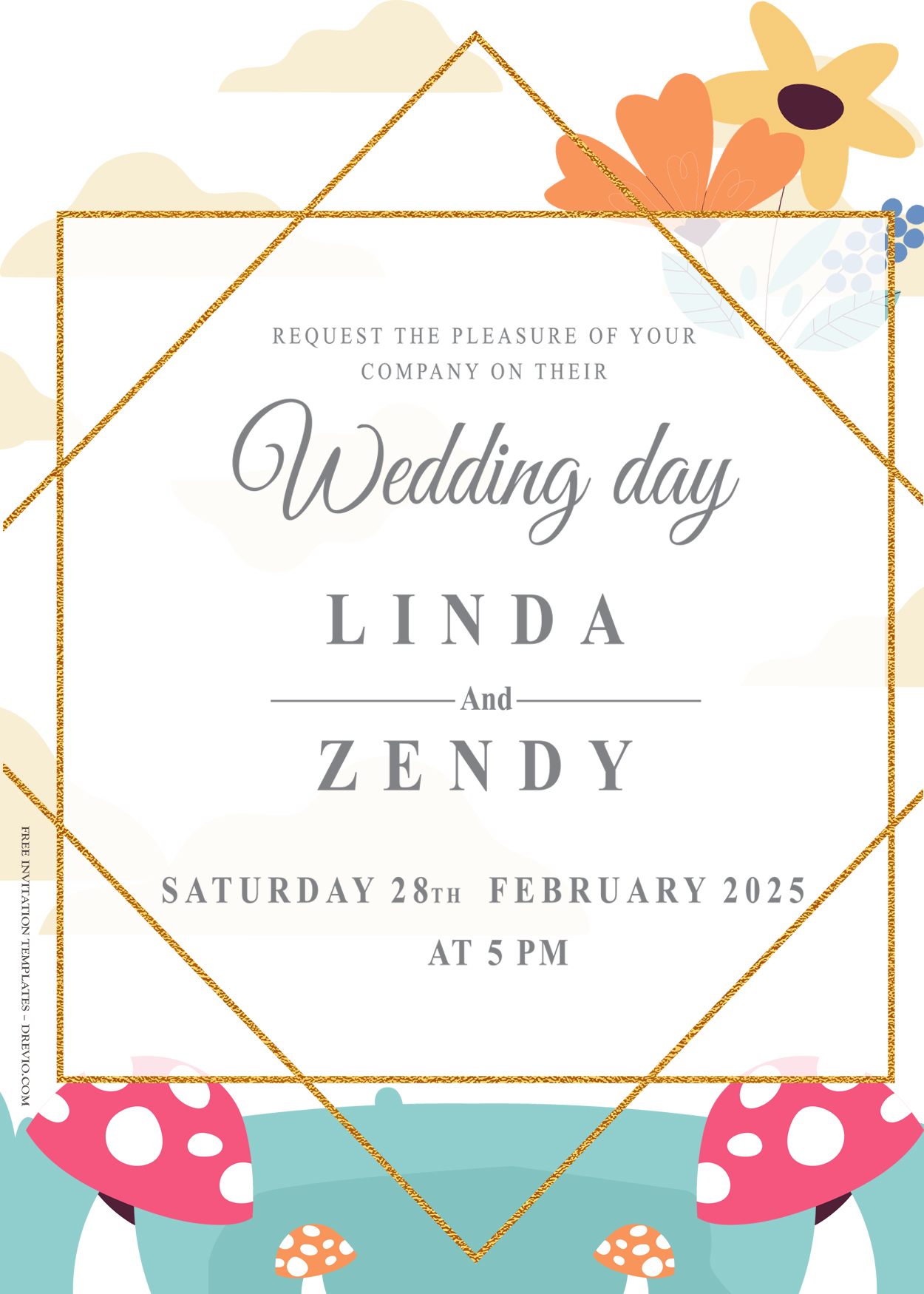 7+ Sweet Spring Floral Gold Wedding Invitation Templates Title