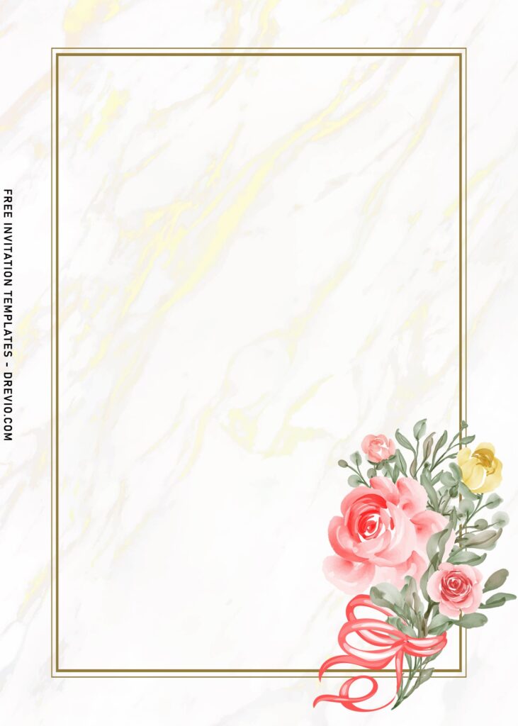 7+ Marble Peach Pink Rose Birthday Invitation Templates with watercolor pink roses