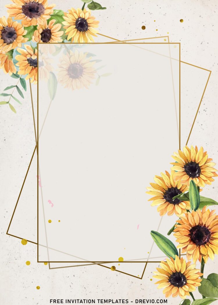 8+ Watercolor Bright Sunflower Birthday Invitation Templates | Download ...