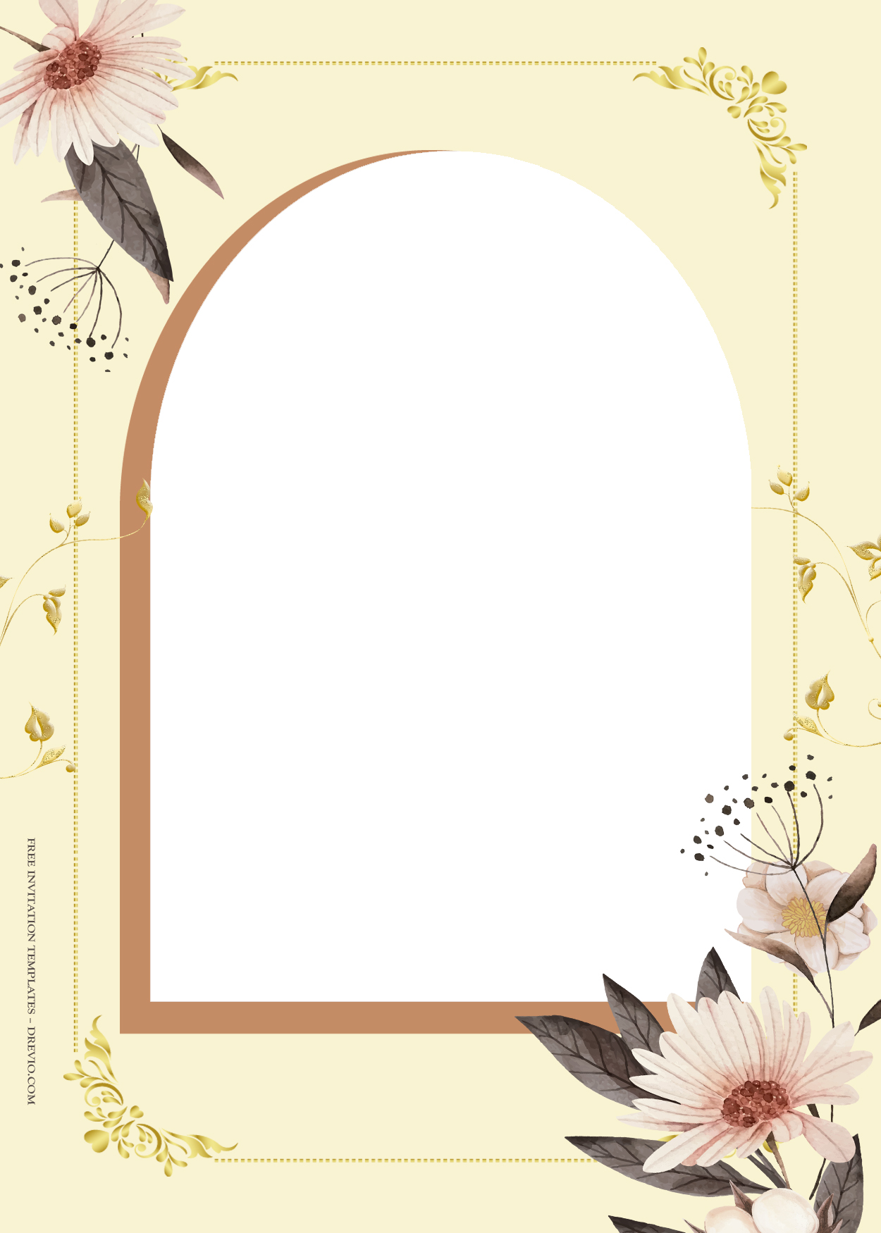 8+ Cotton Classical Floral Gold Wedding Invitation Templates Seven