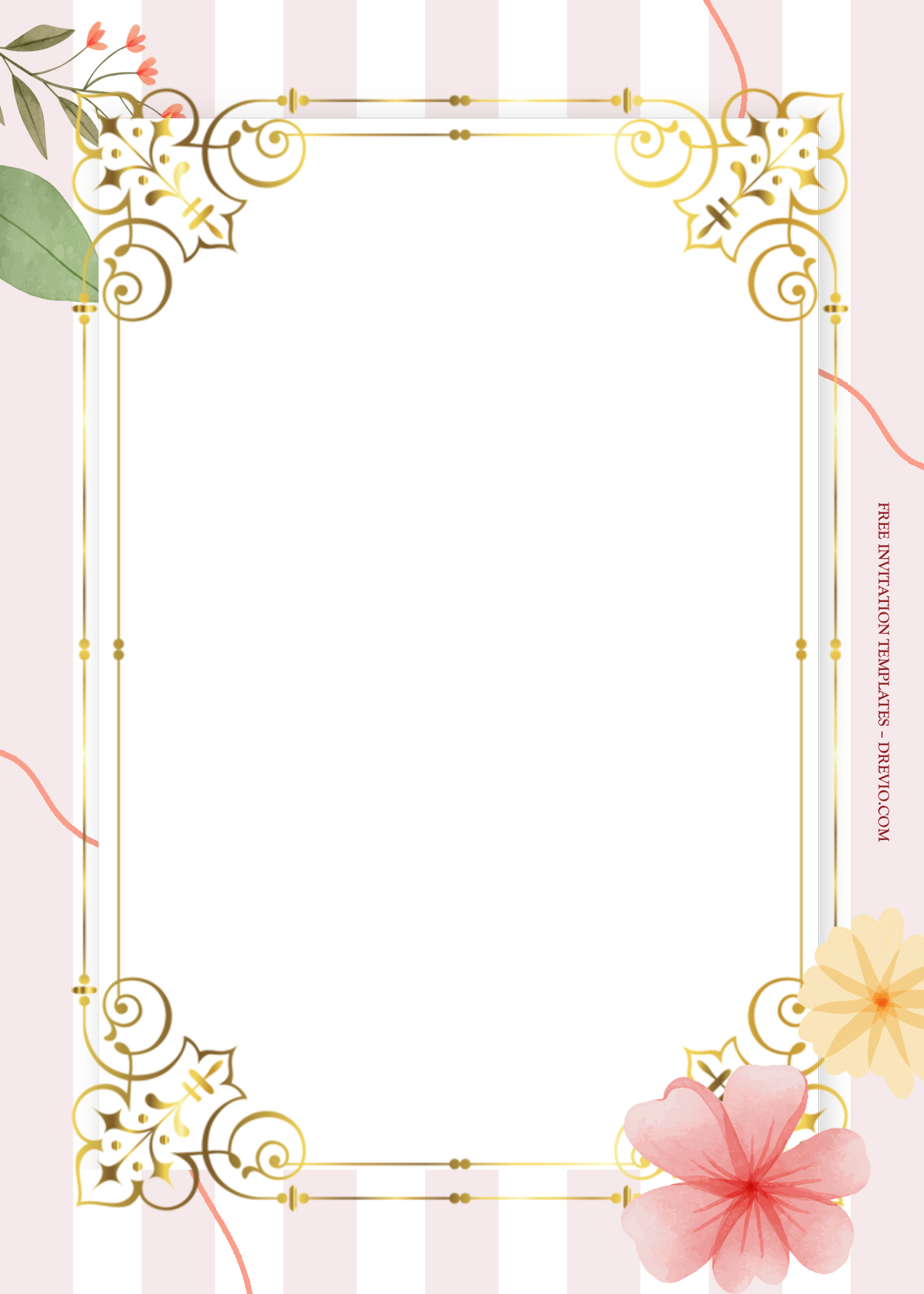 8+ Little Pink Floral Gold Wedding Invitation Templates Five