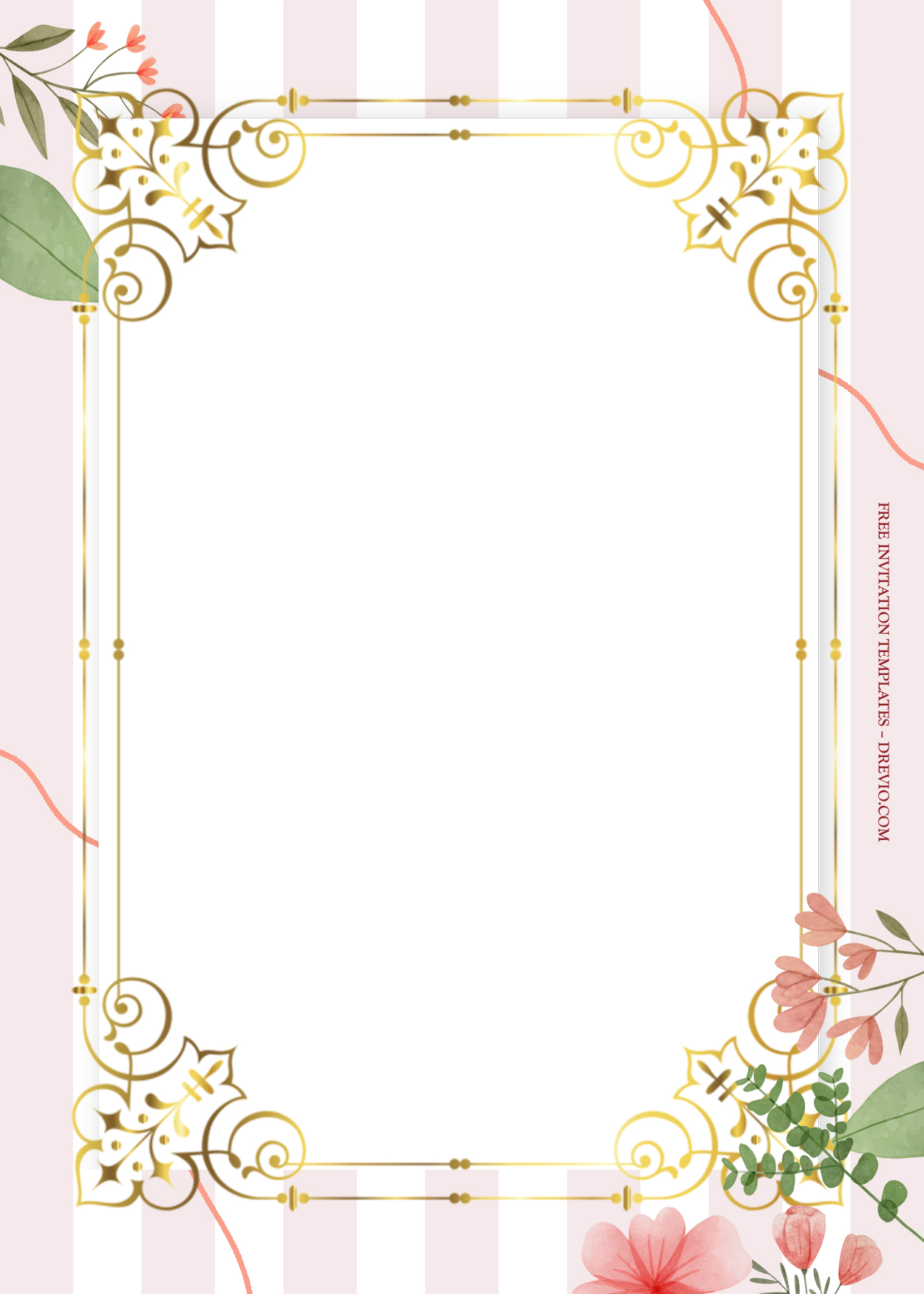 8+ Little Pink Floral Gold Wedding Invitation Templates Four