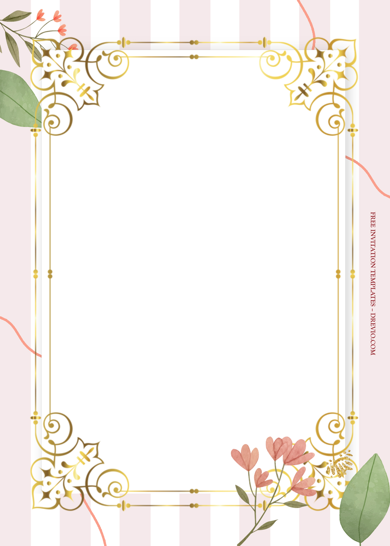 8+ Little Pink Floral Gold Wedding Invitation Templates Six