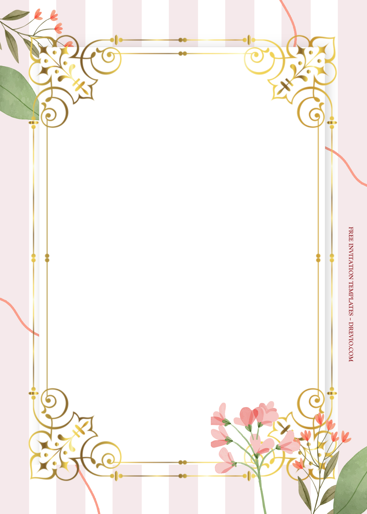 8+ Little Pink Floral Gold Wedding Invitation Templates Two