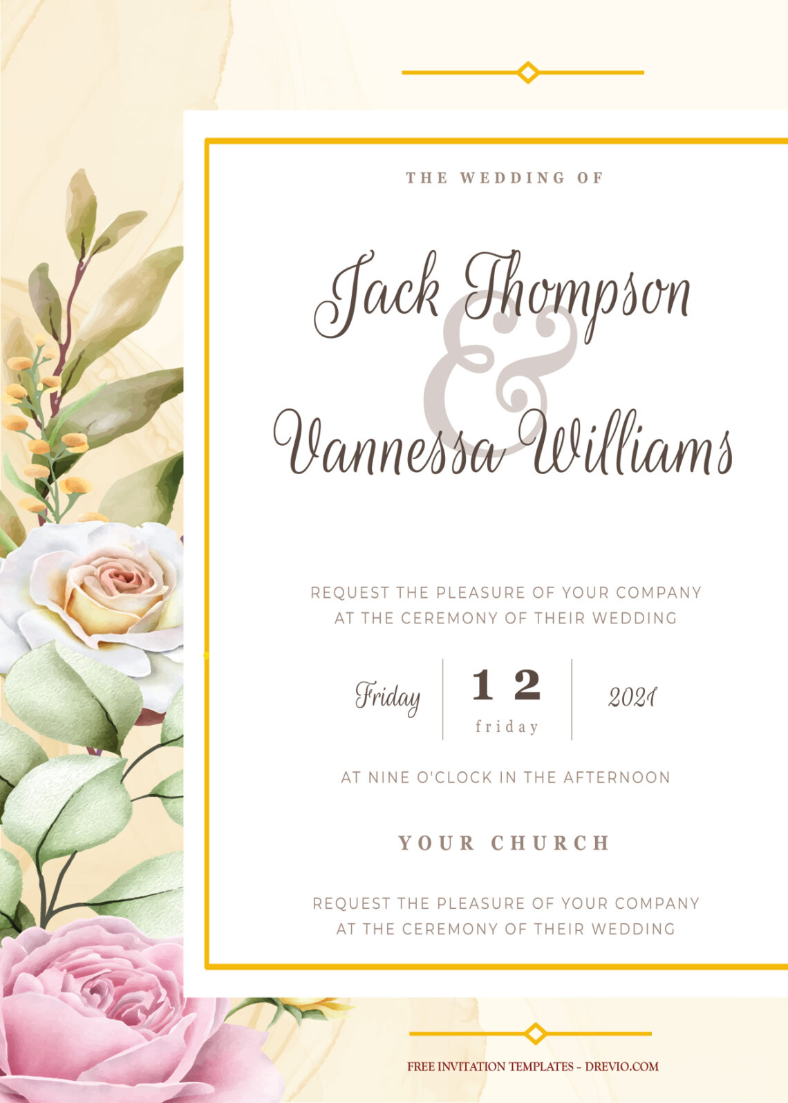 8+ Lovely Bloom Floral Gold Wedding Invitation Templates - Drevio ...