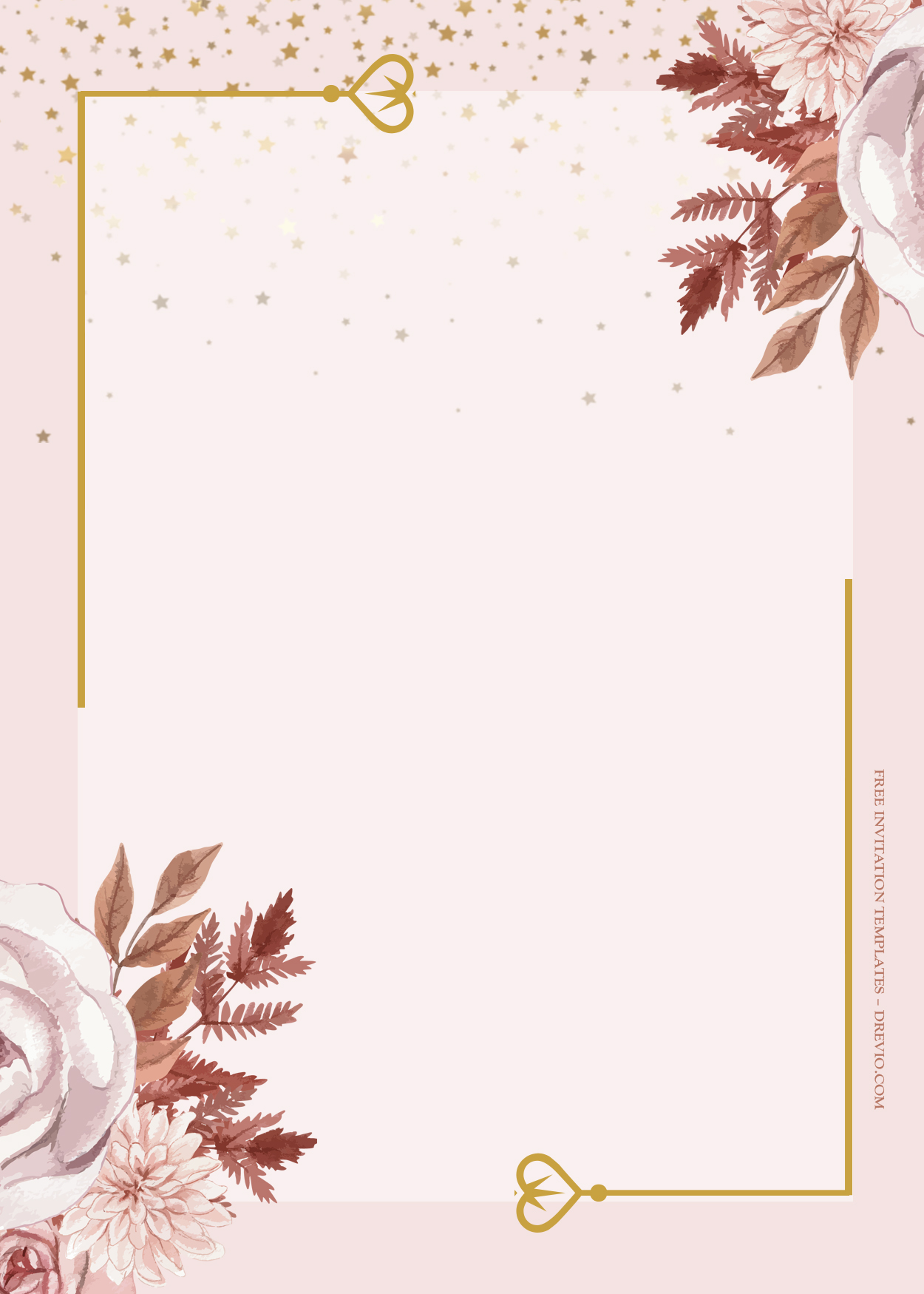 8+ Pink Romance Gold Floral Wedding Invitation Templates Eight