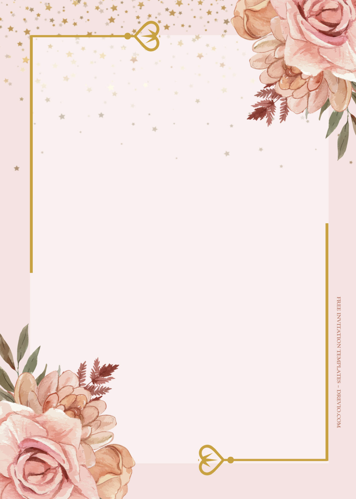 8+ Pink Romance Gold Floral Wedding Invitation Templates - Drevio ...